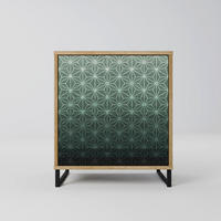 SIDEBOARD ORNAMENTAL GLIMMER, Eichefarben, 57,5x42x67,5 cm, Schwarze Metall-Rahmenfüße - Eichefarben/Multicolor, Holzwerkstoff/Metall (57.5/67.5/42cm) - SpaceRebels