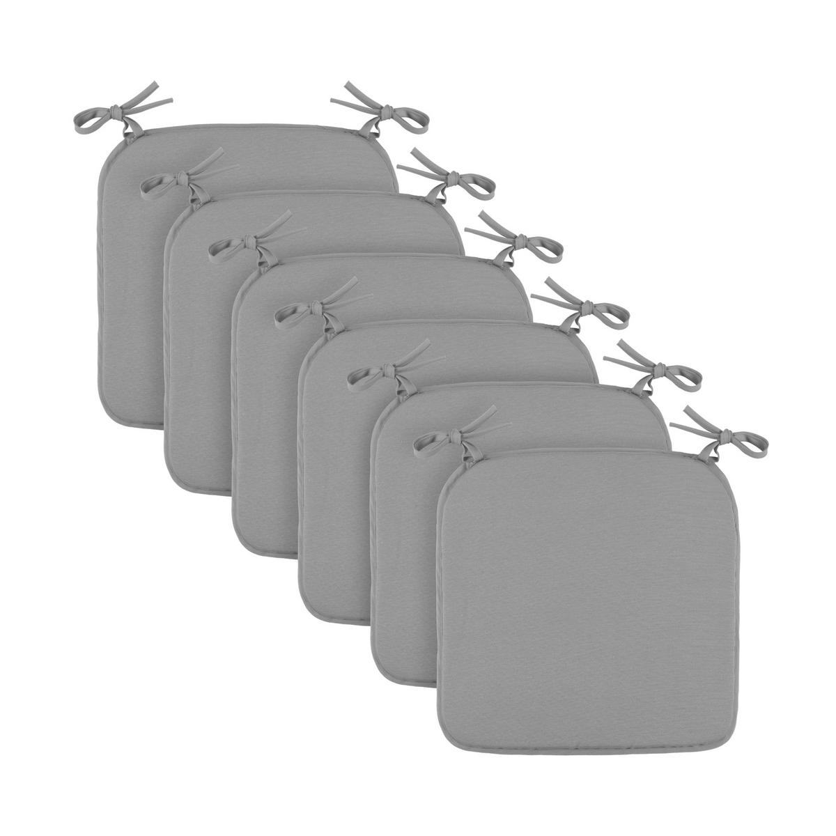 SITZKISSEN Canvas 38x38cm Silber 6er-Pack - Silberfarben, Textil (38/38/2cm)