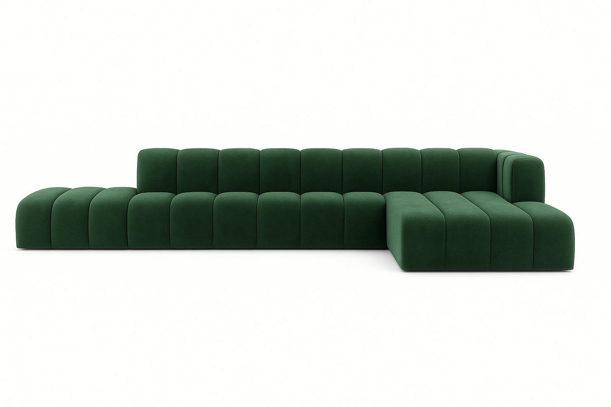 ECKSOFA Mit Hocker GRAND L, Stoff Salvador, Grün, Rechts - Grün, Holz (386/179cm) - Kaiser Möbel