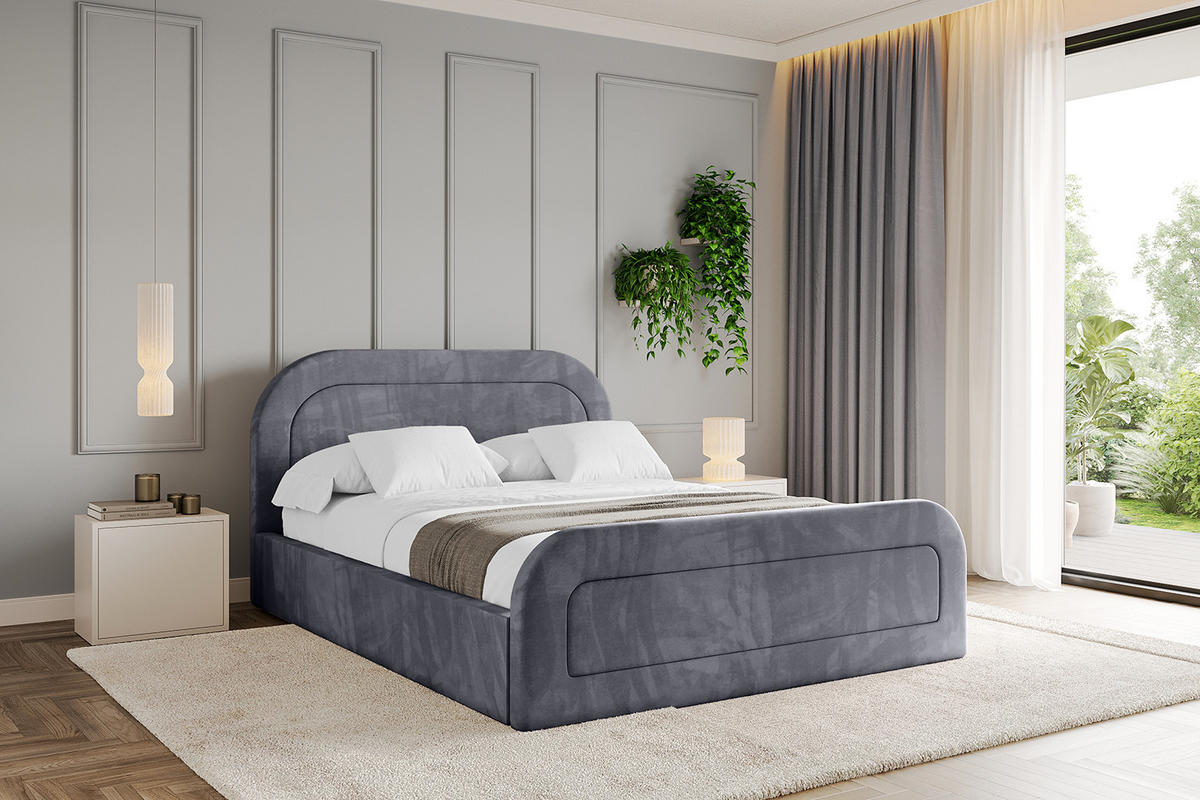 POLSTERBETT mit Bettkasten, Fußteil und Lattenrost, Boxbett mit Matratze H3/H4 - LERAY-Z 180x200 Dunkelgrau - Dunkelgrau, Holzwerkstoff/Textil (180/200cm) - ALTDECOR