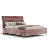 POLSTERBETT Vezzola Rosa 180/200 cm im Chenille-Stoff - Pink/Naturfarben, Holz/Holzwerkstoff (180/200cm) - Maison de Reve