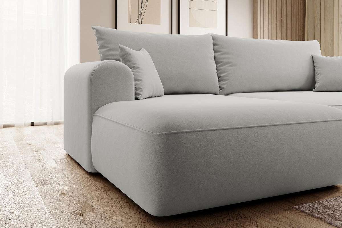 ECKSOFA Ovo Grau Velours - Schwarz/Grau, Kunststoff/Textil (260/165cm) - Selsey