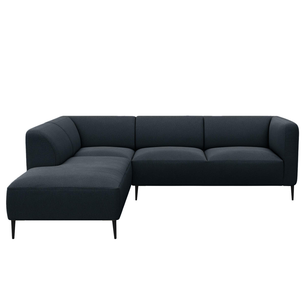 2,5-SITZER ECKSOFA mit Ottomane - Schwarz/Grau, Textil/Metall (252/205cm) - home24