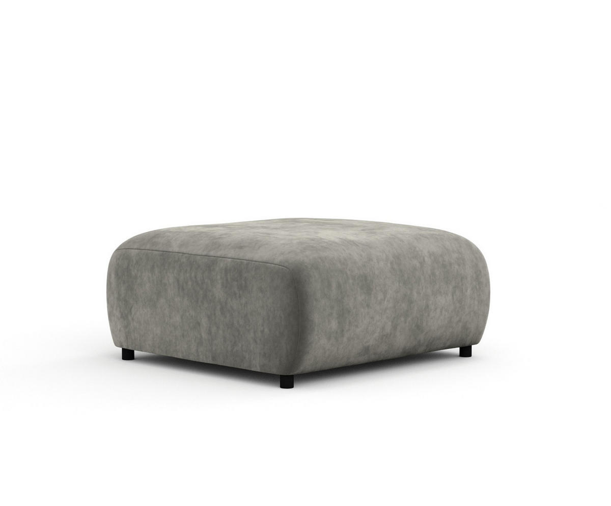 POUF S Zanzibar Grau Samtstoff - Schwarz/Grau, Holz/Holzwerkstoff (88/37/88cm) - Maison de Reve
