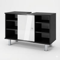 WASCHBECKENUNTERSCHRANK Fynn Anthrazit/Weiß Hochglanz 80 x 54 cm mit 6 Ablage - Weiß Hochglanz/Anthrazit, Holzwerkstoff (80/54/32cm) - Vicco