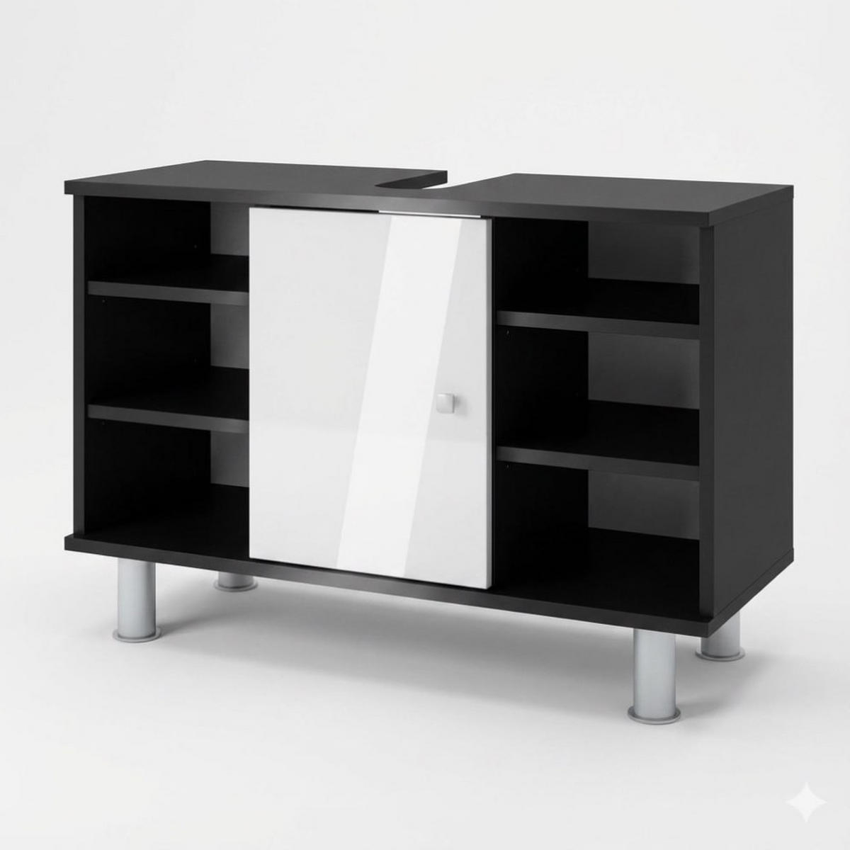 WASCHBECKENUNTERSCHRANK Fynn Anthrazit/Weiß Hochglanz 80 x 54 cm mit 6 Ablage - Weiß Hochglanz/Anthrazit, Holzwerkstoff (80/54/32cm) - Vicco