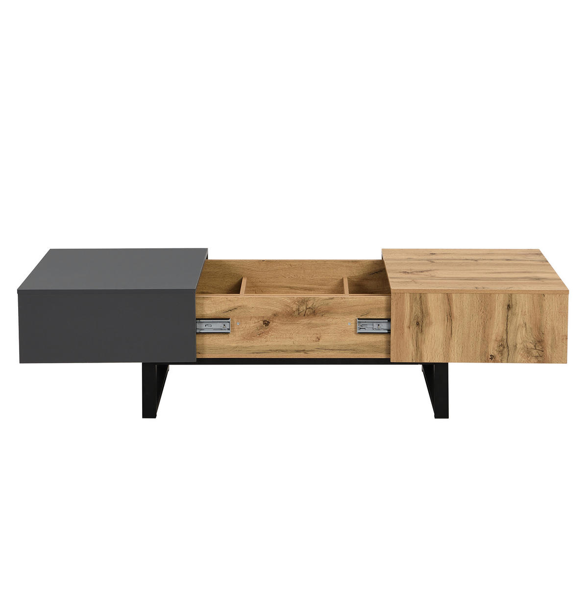 KONFERENČNÍ stolek 100/40/55 cm přírodní z dřevotřísky s posuvnou deskou a úložným prostorem - přírodní, kompozitní dřevo (100/40/55cm) - OKWISH
