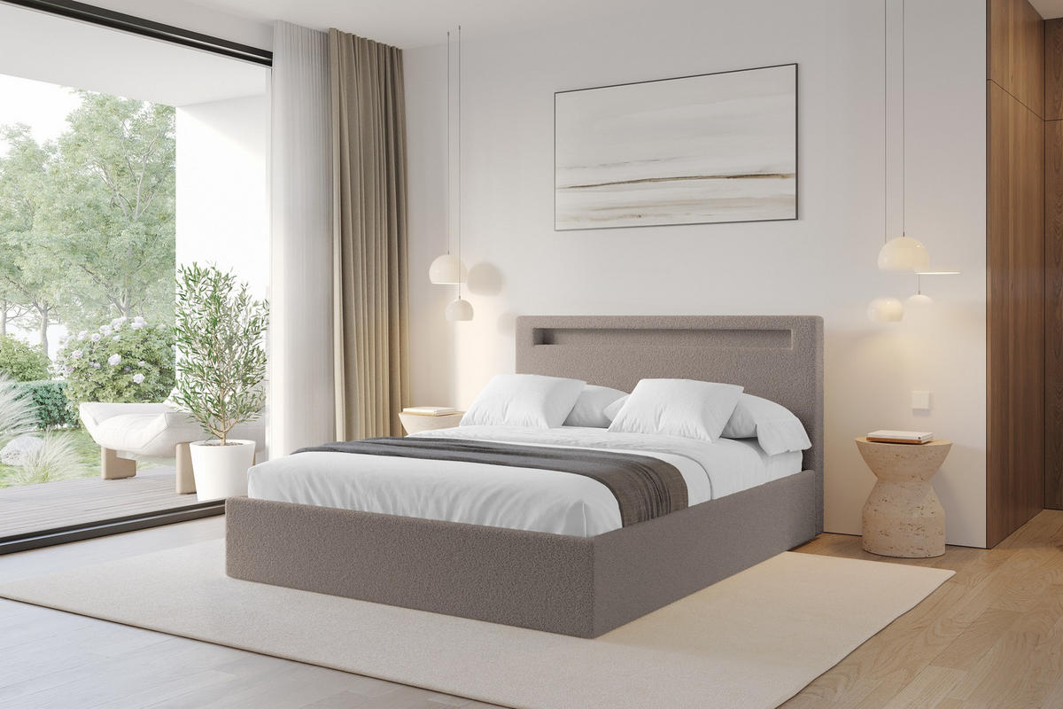 POLSTERBETT mit Bettkasten und Lattenrost, Boxbett ohne Matratze - GOLA 180x200 Braun - Braun, Holzwerkstoff/Textil (180/200cm) - ALTDECOR