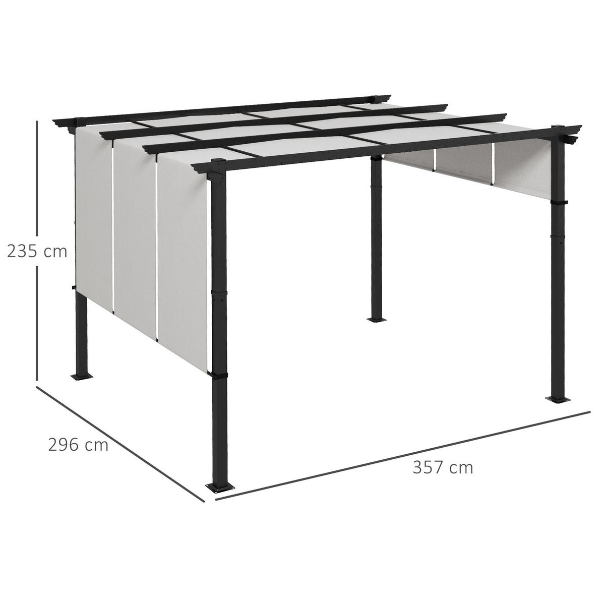 PERGOLA Stahl Polyester Hellgrau - Dunkelgrau/Hellgrau, Textil/Metall (296/235/357cm) - Outsunny