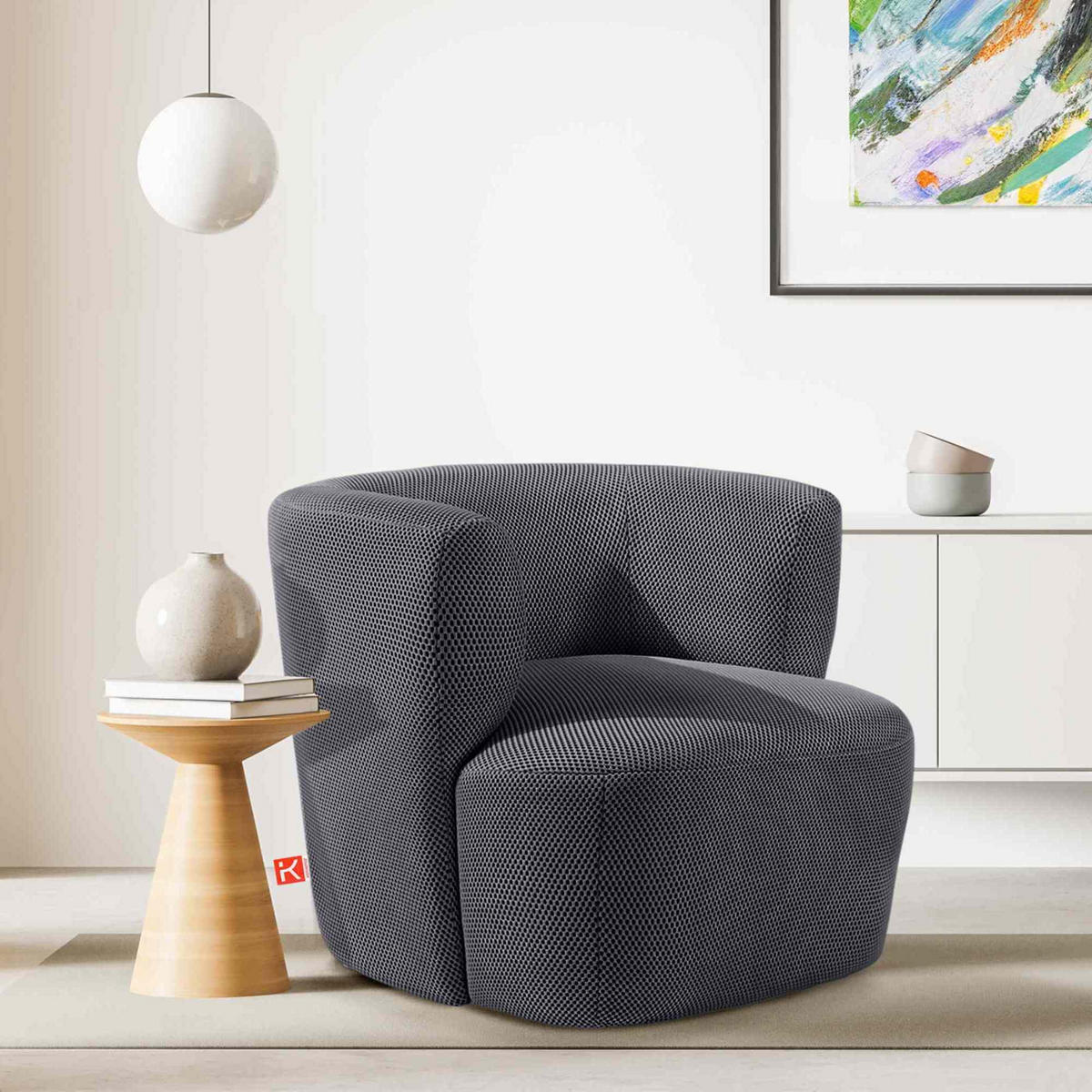 EINZELSESSEL PEBROS ,Dunkelgrau - Dunkelgrau, Holz/Textil (75/68/70cm) - KONSIMO®