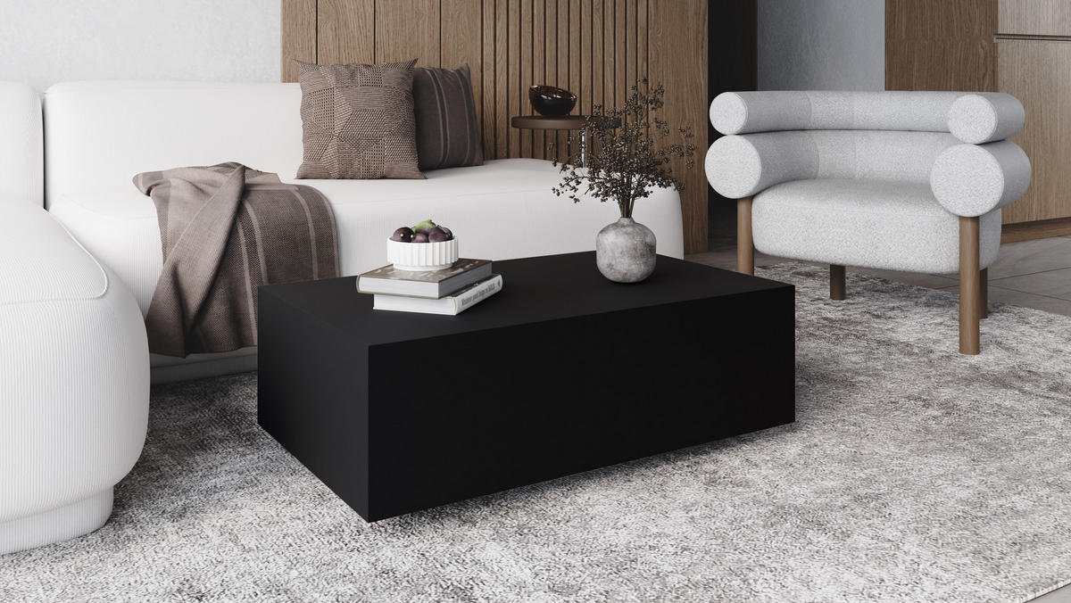COUCHTISCH VOS - Schwarz, Holzwerkstoff (90/55/28cm) - Meblini