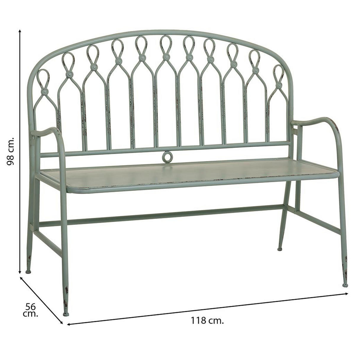 BANK aus Metal 118x56x98 cm - Grün, Metall (118/98/56cm) - Wanderlust
