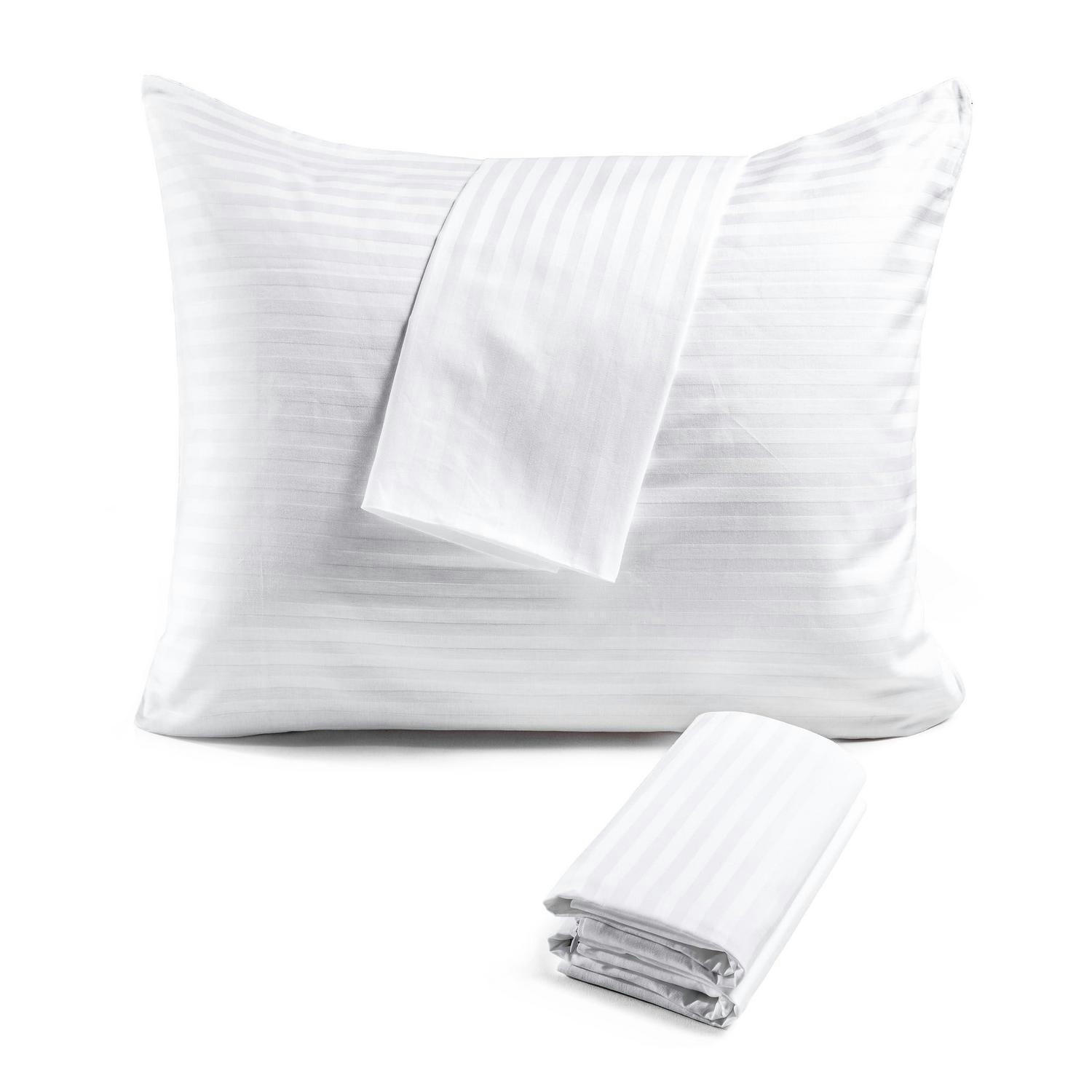KISSENBEZÜGE 60 x 60 cm 4er Set Baumwolle Satin-Streifen - Weiß, Textil (60/60cm)