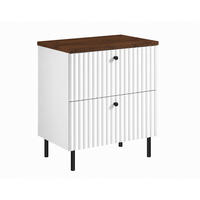BADEZIMMERSCHRANK: Weiß / Platte Nusseiche / Griffe Schwarz / Beine Schwarz, 60 x 44,4 x 73,6 cm - Schwarz/Weiß, Holzwerkstoff (60/73.6/44.4cm) - 3XE LIVING