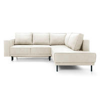 ECKSOFA Rodario Hellbeige Velours - Ecru/Schwarz, Textil/Metall (247/187cm) - Selsey