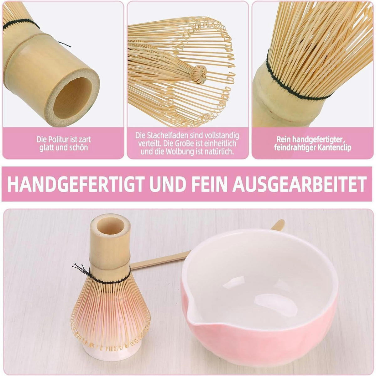 MATCHA-SET 4-teiliges Set Rosa Farbverlauf Keramik - Rosa, Keramik (14/7/14cm)