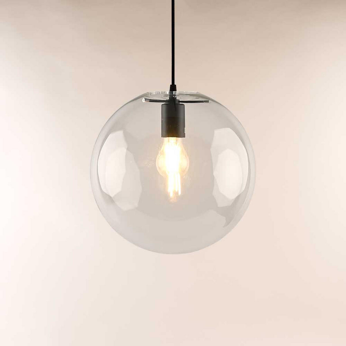 GALERIELAMPE Orb 5m Abhängung Schwarz/Klar Ø 30cm - Schwarz, Glas (30/30/30cm) - s.luce