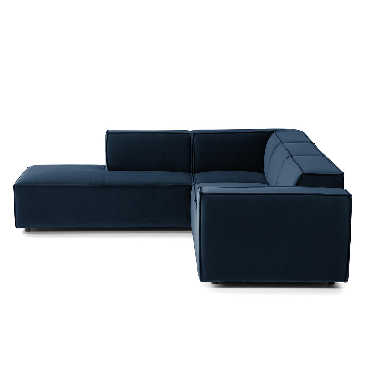 ECKSOFA mit Ottomane - Schwarz/Dunkelblau, Kunststoff/Textil (260/234cm) - home24