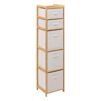 BAMBUSREGAL mit 5 Stoffkörben Tidy 35/33/144,3 cm - Beige, Naturmaterialien (33/144.3/35cm) - 5five Simply Smart