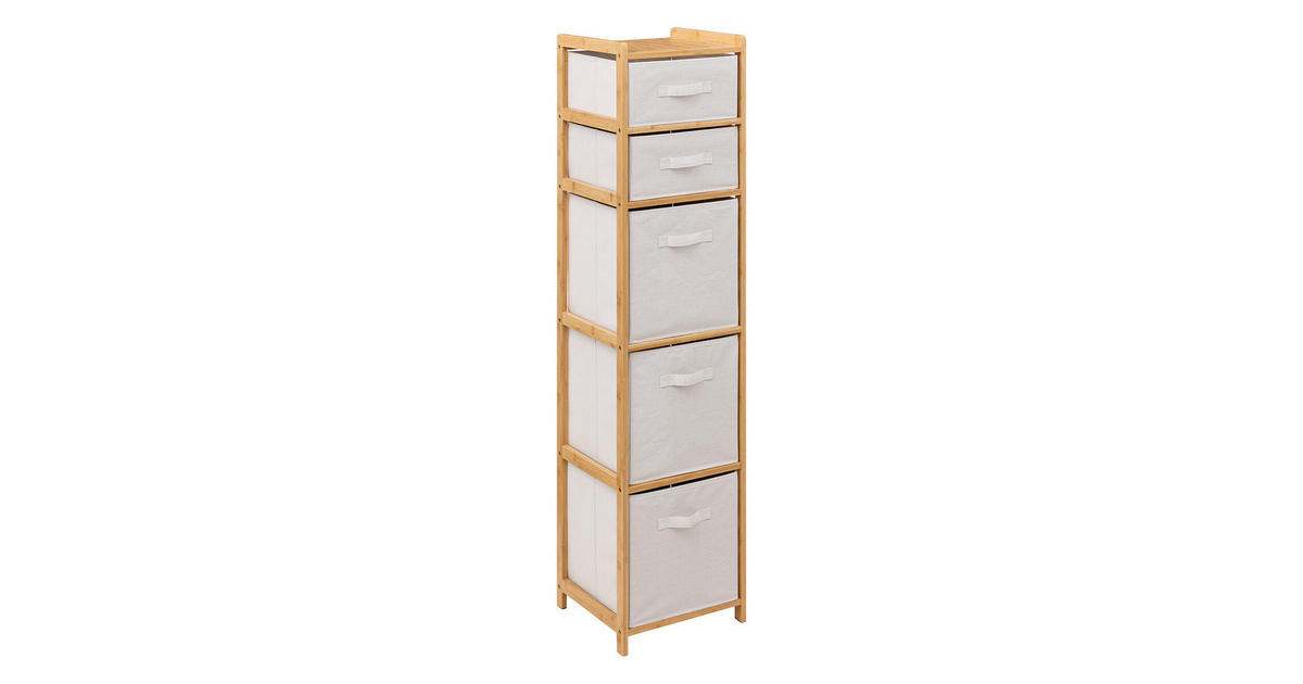 5five Simply Smart BAMBUSREGAL mit 5 Stoffkörben Tidy 35/33/144,3 cm ...