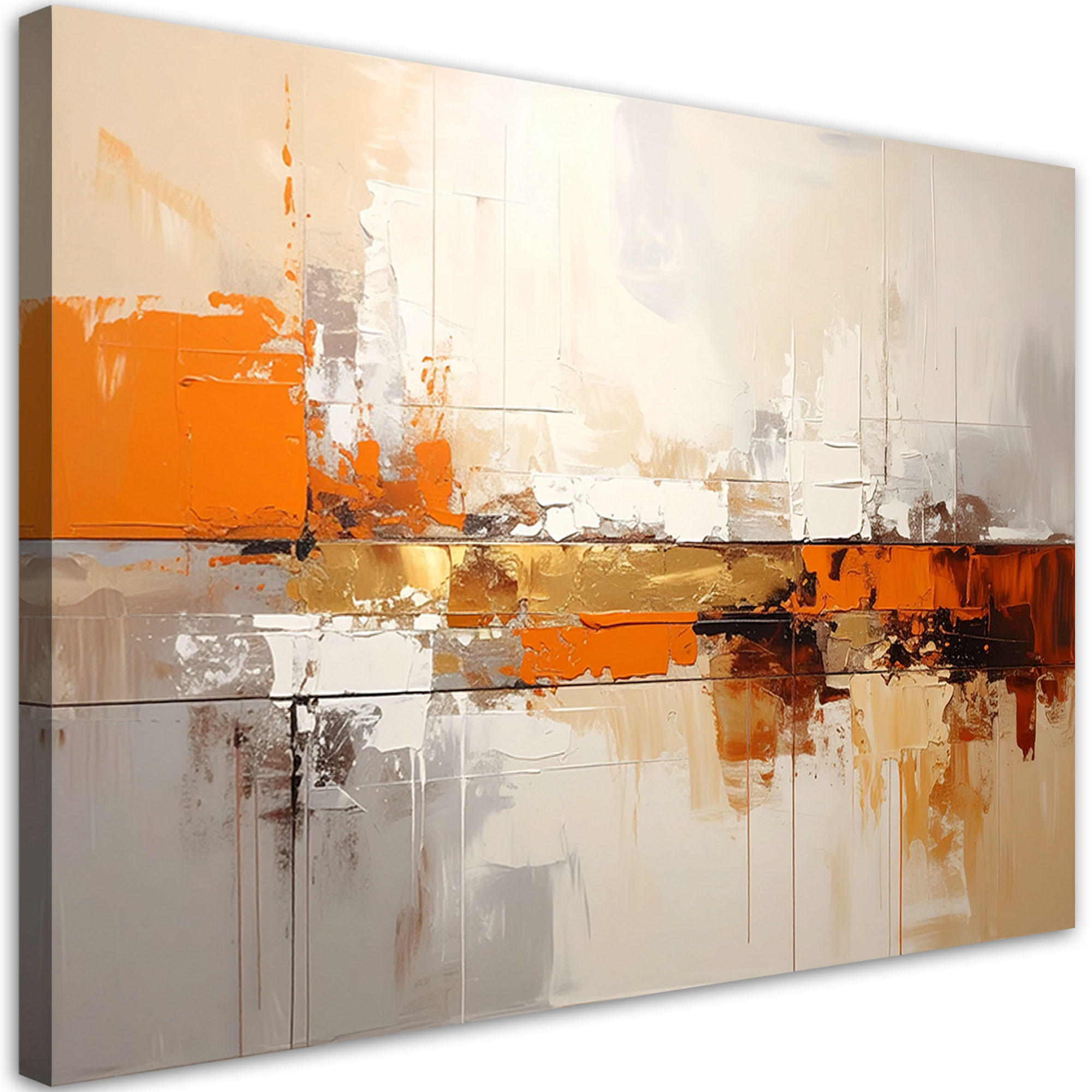 LEINWANDBILDER, Orangefarbene moderne Abstrakt - Orange, Textil (90/60cm) - Feeby