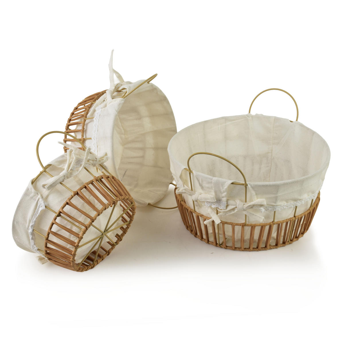 BROTKORB Will 3er Set Naturfarbe 30,5x30,5x15,5/22 cm Metall - Naturfarben, Metall (30.5/22/30.5cm) - Mondex