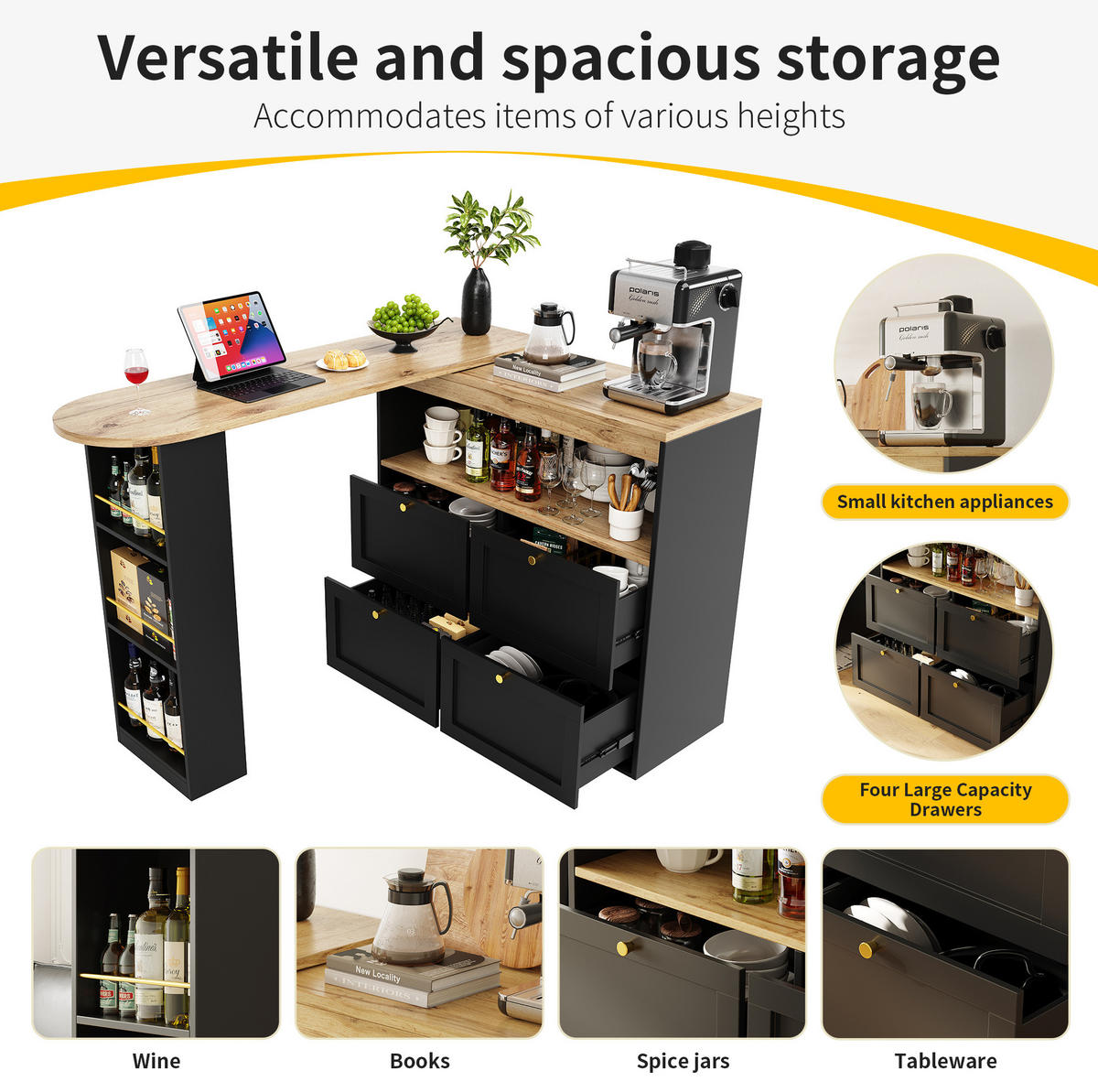 HOCHBETT 140/200 cm Schwarz aus Metall mit Schreibtisch und LED - Schwarz, Metall (140/200cm) - OKMYHOME