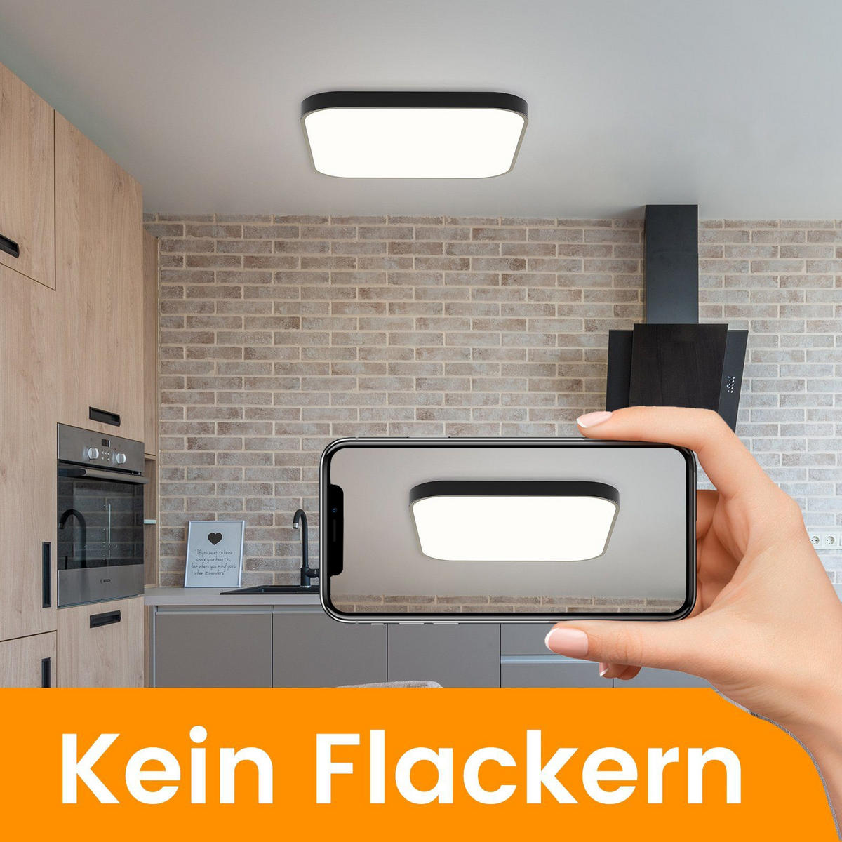 LED-DECKENLEUCHTE Leipzig 27/27/3 cm - Schwarz, Kunststoff (27/27/3cm) - Nettlife