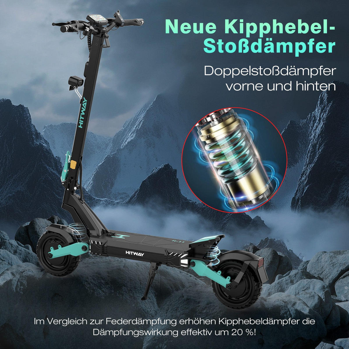 E-SCOOTER H11 ABE 23,4Ah Max 100km - Grün, Metall (68/134/125cm) - HITWAY