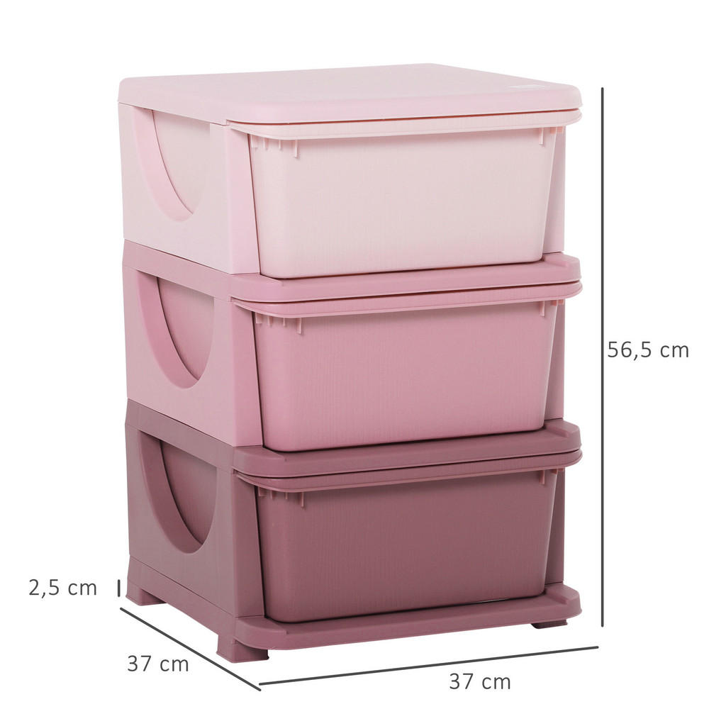 Thumbnail - Homcom Aufbewahrungsboxen, Rosa, Kunststoff, 37x56.5x37 cm, Babymöbel, Kinderkommoden