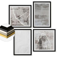 WANDBILDER 4er-Set - 50x50 cm & 40x60 cm Schwarzer Rahmen - Abstrakte moderne Formen - Schwarz, Kunststoff (50/50cm) - ArtPrintCave