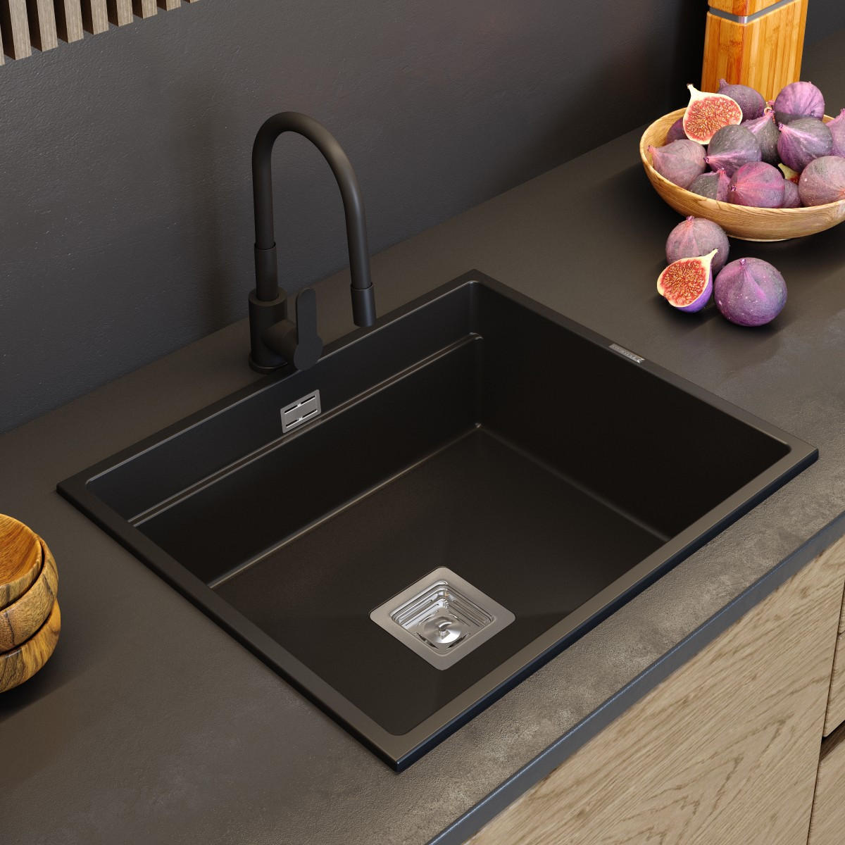 GRANITÁN Schwarze Waschtischar Flexibler - Schwarz, Kunststoff (5/32/23cm) - Granitan