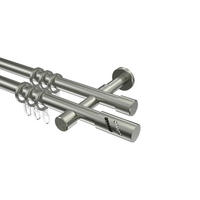 GARDINENSTANGEN-SET Prestige Zoena 540 cm (geteilt in 3 x 180 cm), 2-läufig, 20 mm Ø Edelstahl-Optik - Edelstahlfarben, Metall (540cm) - INTERDECO