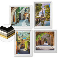 WANDBILDER 4er-Set - 50x50 cm & 40x60 cm Weißer Rahmen - Eiffels Straßenarchitektur - Weiß, Kunststoff (50/50cm) - ArtPrintCave
