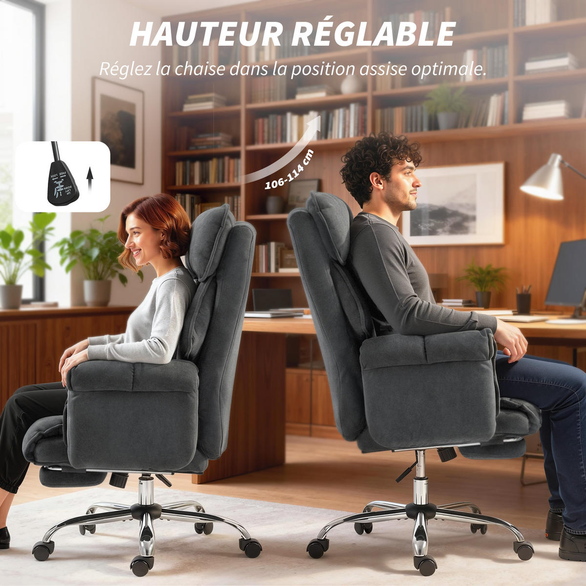 BÜROSTUHL Dunkelgrau 80.0/80.0/114.0 cm - Dunkelgrau, Textil (80/114/80cm)