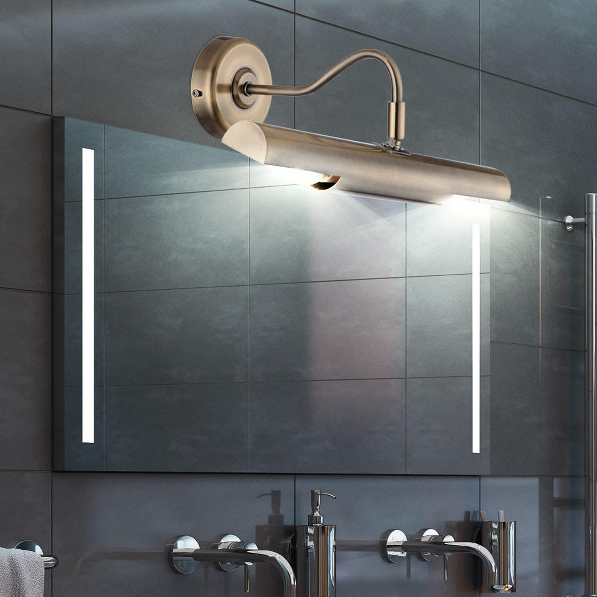 LED WANDELEUCHTE Picture Messing - Messingfarben, Metall (36.5/21/36cm) - Globo Lighting