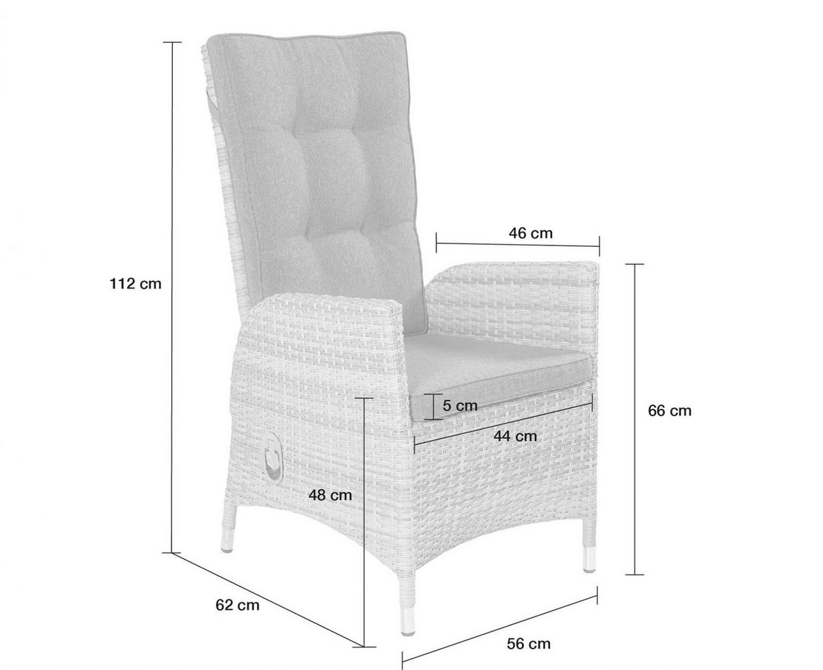 GARTENSTUHL Boston 56x62x112 cm, Polyrattan, Weiß-Grau - Grau, Kunststoff (56/112/62cm) - dasmöbelwerk