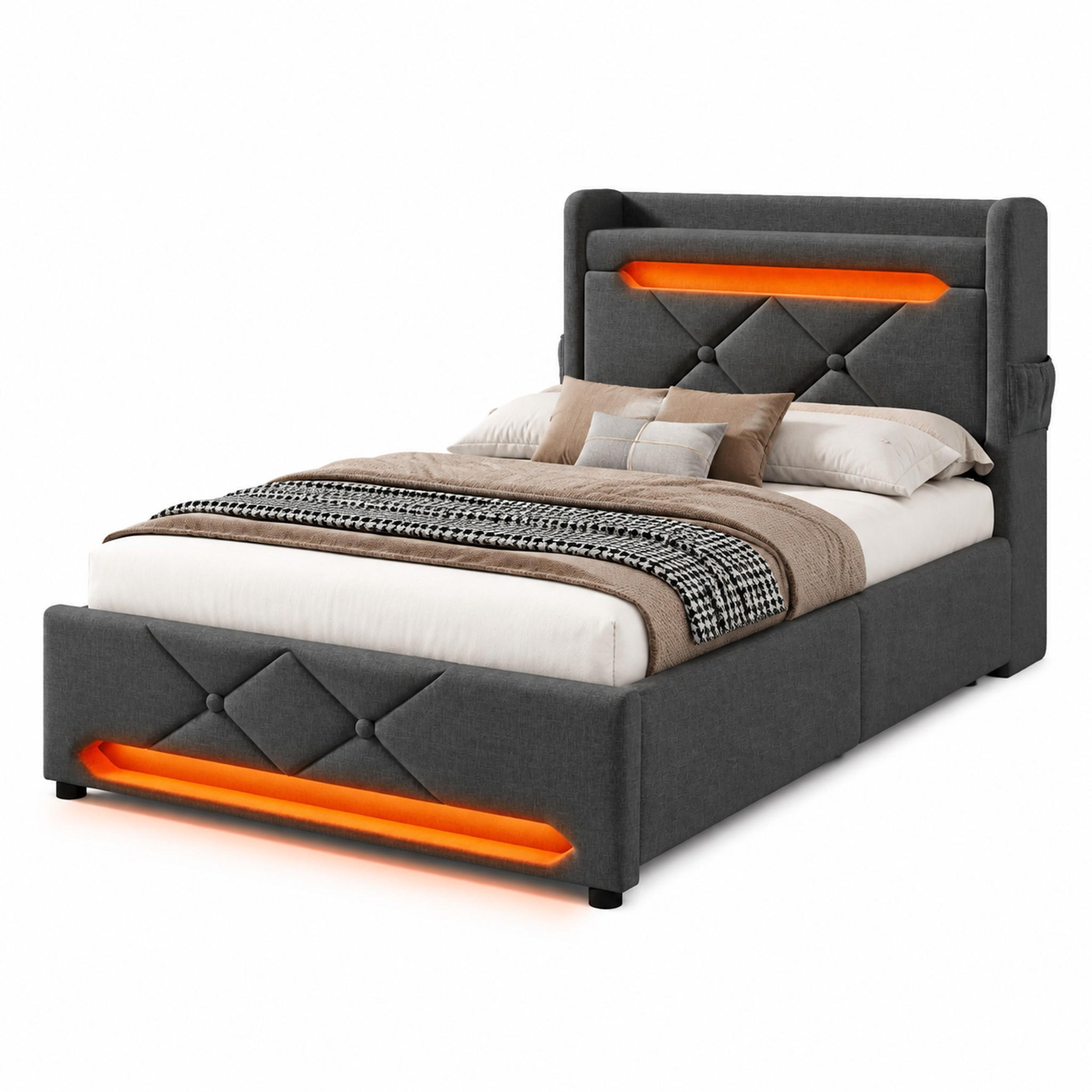 Beauniv Bett Grau 90x200 cm
