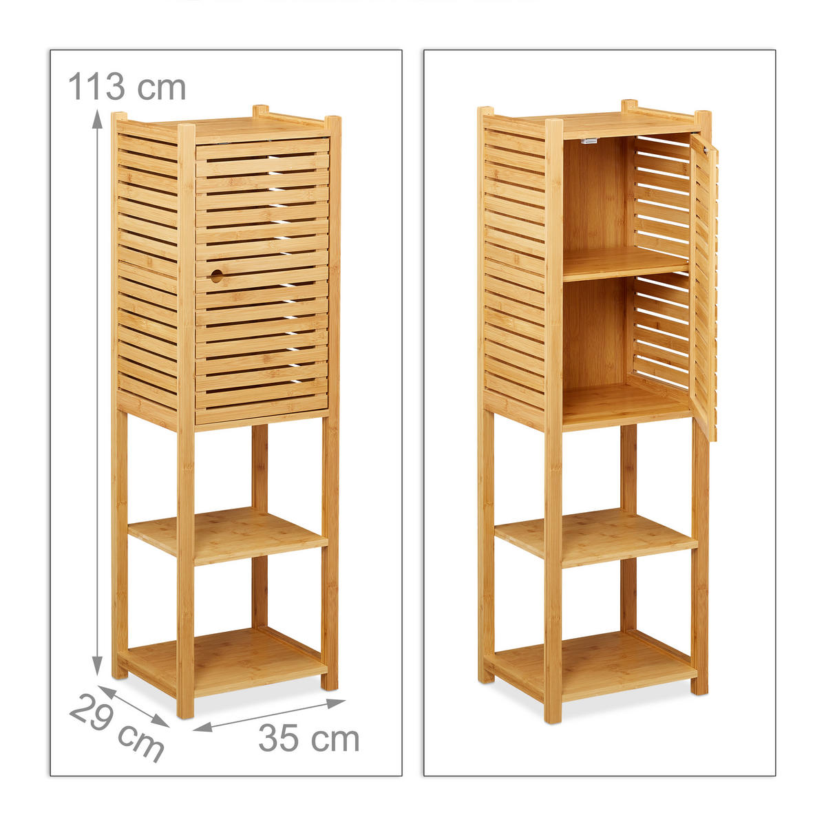 BADREGAL Bambus - Hellbraun, Holz/Holzwerkstoff (35/113/29cm) - Relaxdays