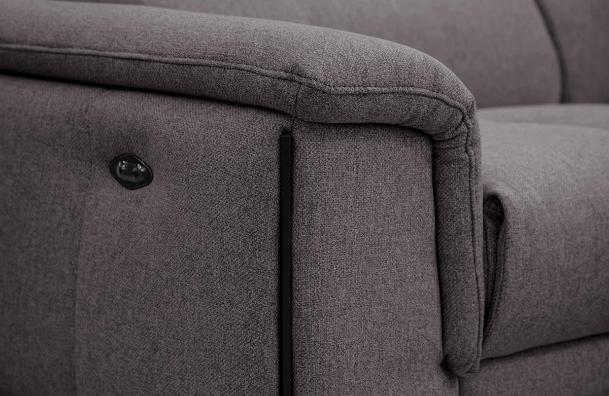 RELAXSOFA MATERA 3-Sitzer mit 2 Relaxfunktionen, graphitfarben - Schwarz/Graphitfarben, Holzwerkstoff/Textil (212/82/103cm) - Courtois Laville