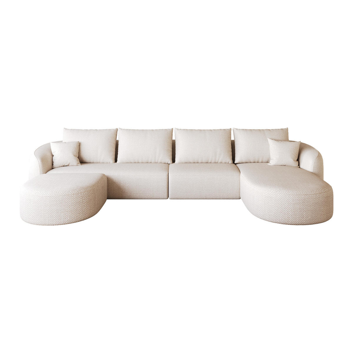 WOHNLANDSCHAFT DE-34817 U-Form 3-Sitzer Chaiselongue rechts Weiß - Weiß, Textil (168/85/336cm) - ComfortXL