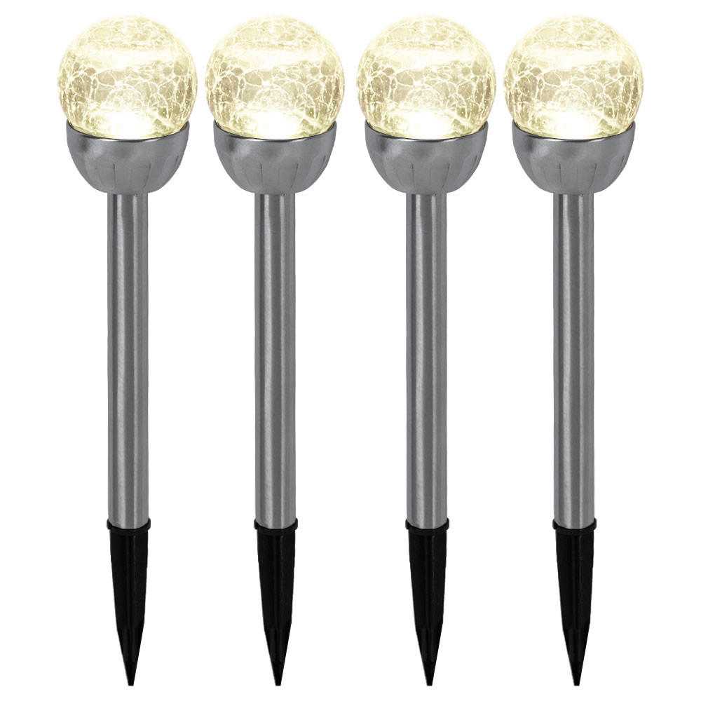 LED AUSSENLEUCHTE Edelstahl Silber 4er Set - Silberfarben, Glas (6/6/24.5cm)