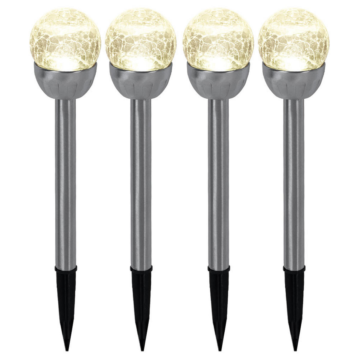 LED AUSSENLEUCHTE Edelstahl Silber 4er Set - Silberfarben, Glas (6/6/24.5cm)