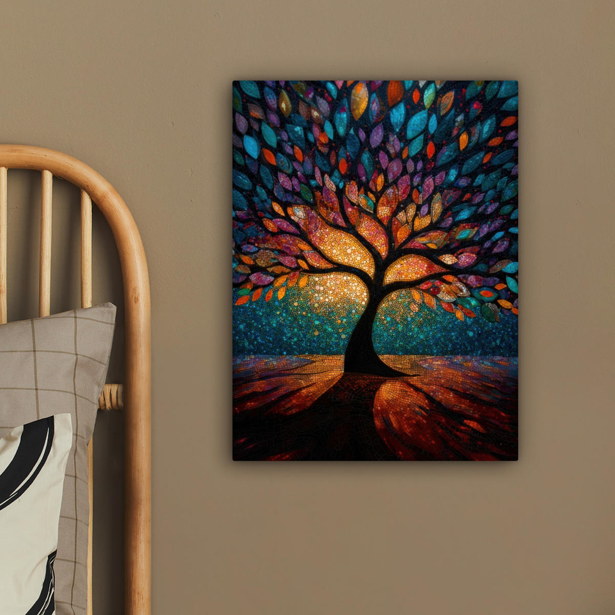 LEINWANDBILD Mosaik - Bunt - Baum - Äste Room Decor 30x40 cm - Multicolor, Textil (30/40cm) - MuchoWow