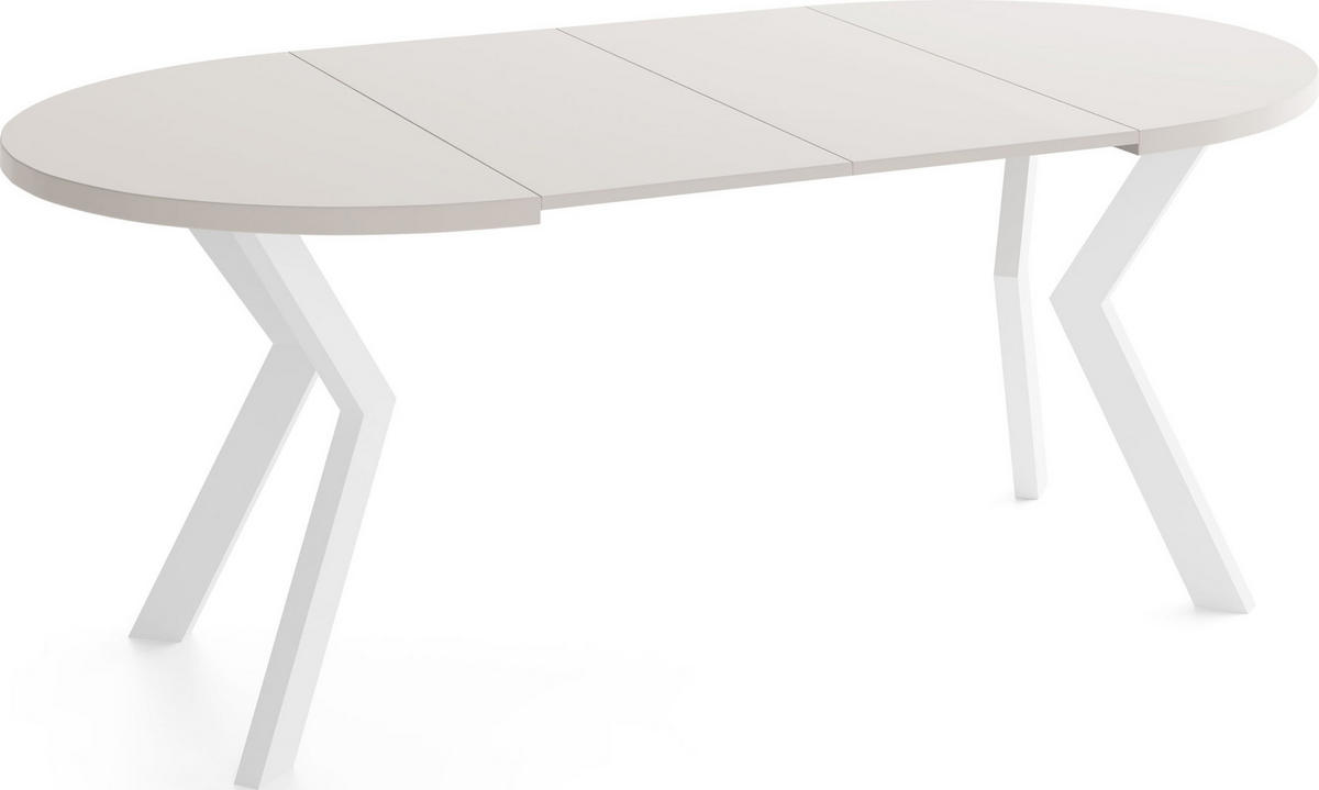 ESSTISCH Savio Weiß rund ausziehbar verlängerbar XXL, Kaschmir 100-200/100/77 cm - Kaschmir/Weiß, Holz/Holzwerkstoff (100/100/77cm) - WFL GROUP