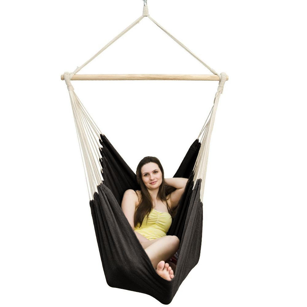 XXL-HÄNGESESSEL 185/130 cm Belastbar bis 150 kg Schwarz - Schwarz, Textil (130/155/185cm) - Amanka
