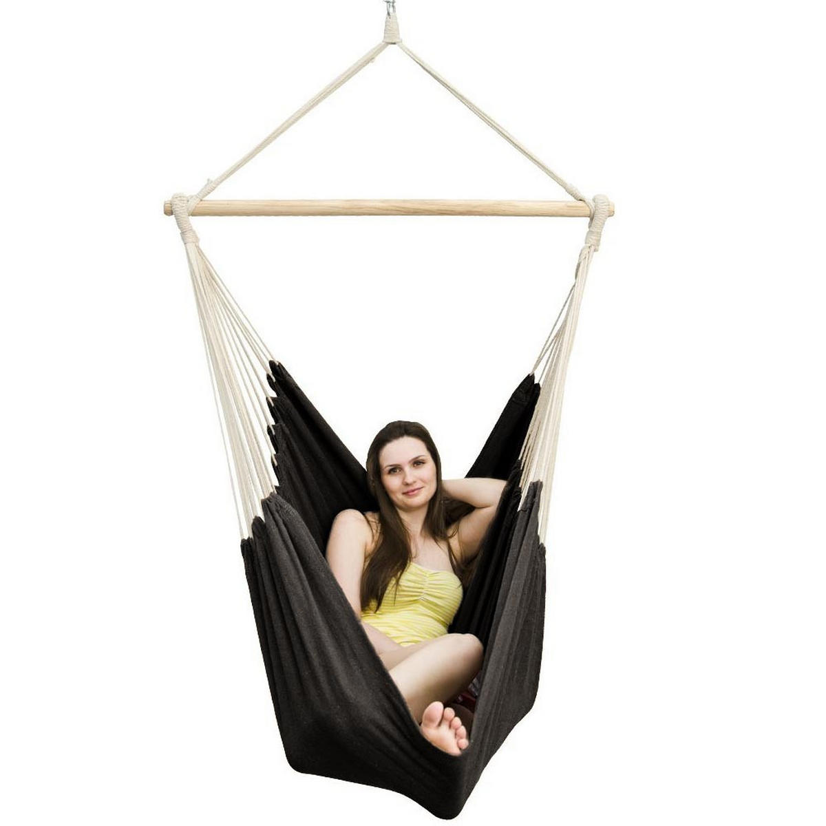 XXL-HÄNGESESSEL 185/130 cm Belastbar bis 150 kg Schwarz - Schwarz, Textil (130/155/185cm) - Amanka