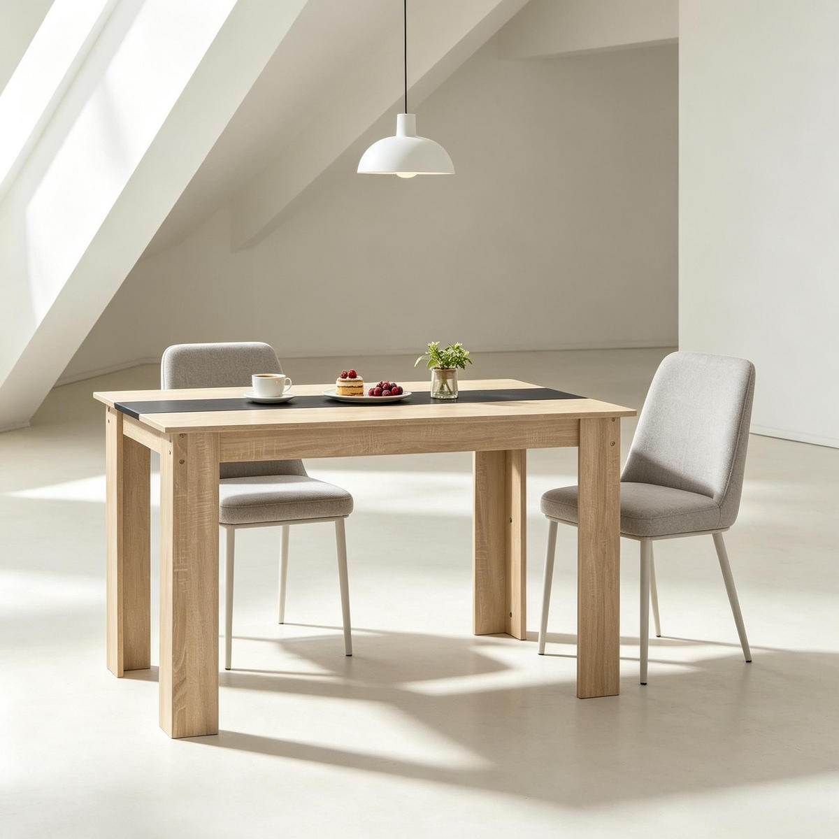 ESSTISCH 120/69/75 cm mit zentralem Design DE-39945 Eiche/Schwarz - Schwarz, Holzwerkstoff (69/120/75cm) - ComfortXL