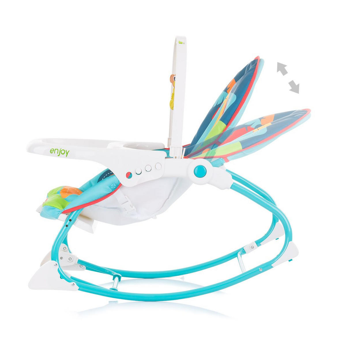 BABYWIPPE Enjoy blau Schaukelfunktion, Musikfunktion, Vibration, 3-Punkt-Gurt, Spielbogen - Grün, Metall - Chipolino
