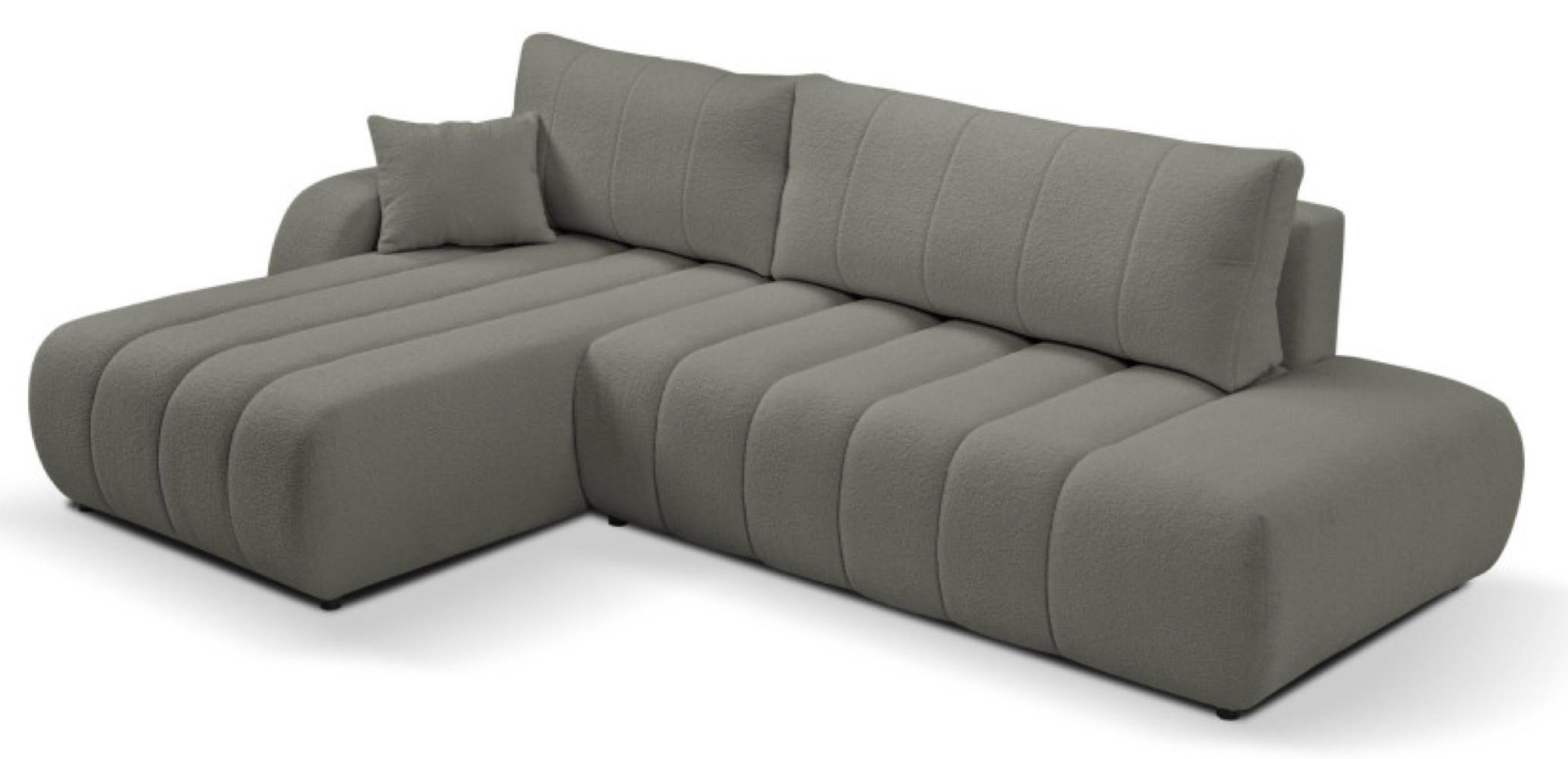ECKSOFA Grau ALOO Schlaffunktion Links Stoff Bouclé - Grau, Textil (276/176cm) - Sepro Meble